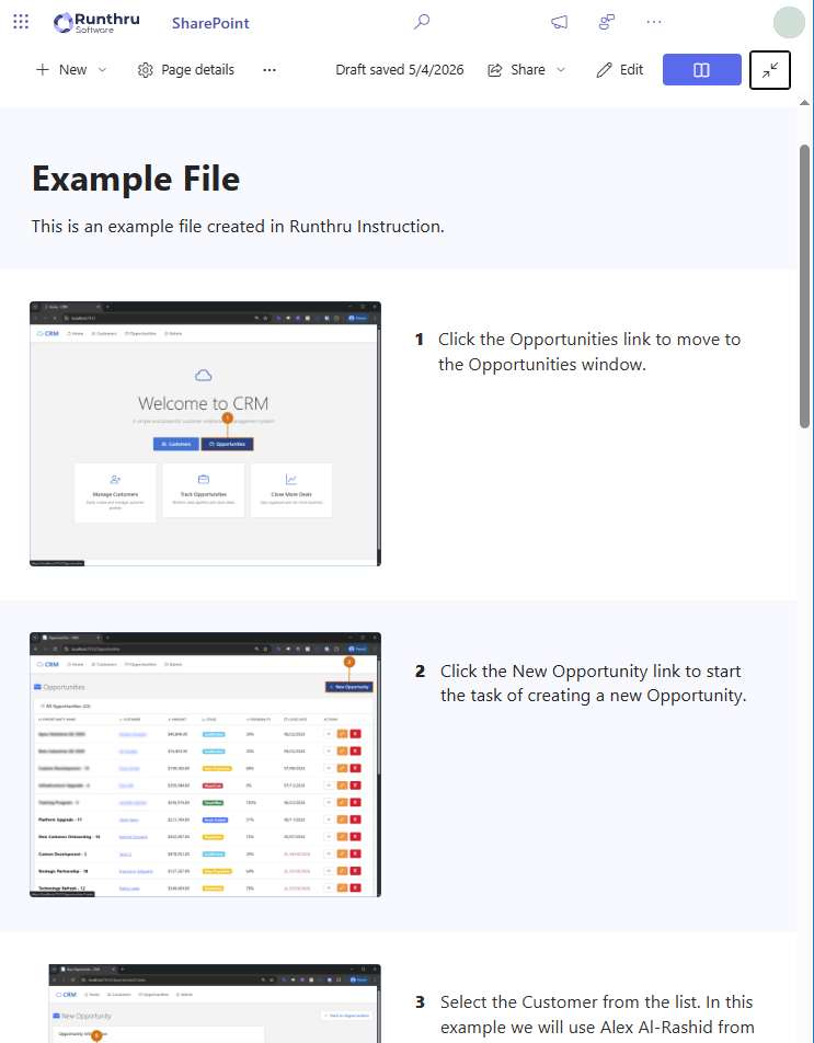 Procedure published to SharePoint